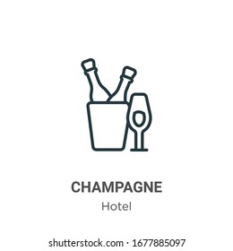 Champagne outline vector icon. Thin line black champagne icon, flat vector simple element illustration from editable hotel concept isolated stroke on white background