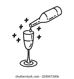 Champagne Party for Party Equipment Device Hand Drawn Icon Set Vector.