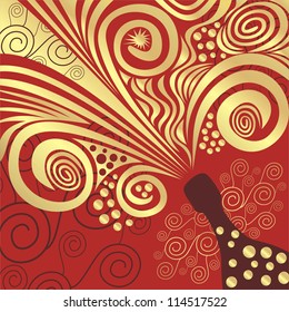 Champagne pattern red and gold vector illustration