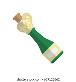 Champagne pop flat icon, filled vector sign, colorful pictogram isolated on white. Celebration symbol, logo illustration. Flat style design