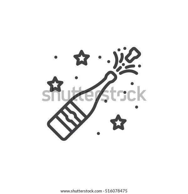 Champagne Pop Line Icon Outline Vector Stock Vector (Royalty Free