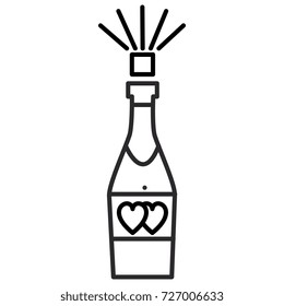 champagne popping vector line icon, sign, illustration on background, editable strokes