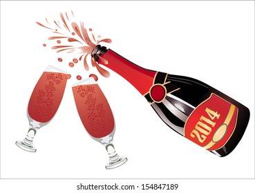 Champagne pouring in two glasses