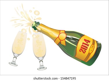 Champagne pouring in two glasses
