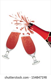 Champagne pouring in two glasses
