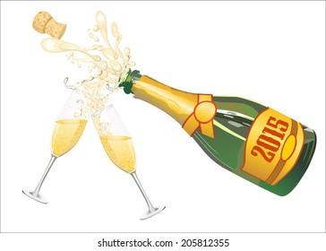 Champagne pouring in two glasses