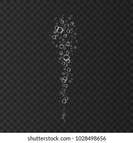 Champagne. Realistic 3d oxygen  bubbles flow  in water, sea, aquarium. Soda pop.  Fizzy drink. Vector texture.
