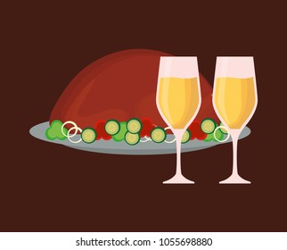 Champagne and roasted turkey