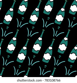 champagne seamless doodle pattern