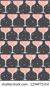 Champagne seamless pattern. Retro style. Vector illustration.