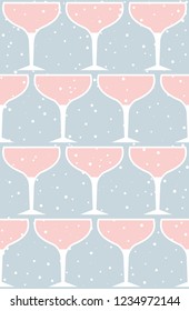 Champagne seamless pattern. Retro style. Vector illustration.
