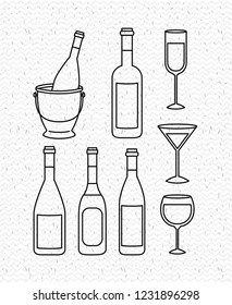 champagne set bottles with cups