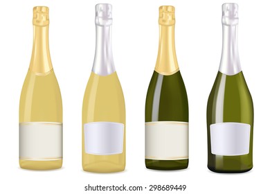 Champagne. Set of different bottles. vector drawing isolated