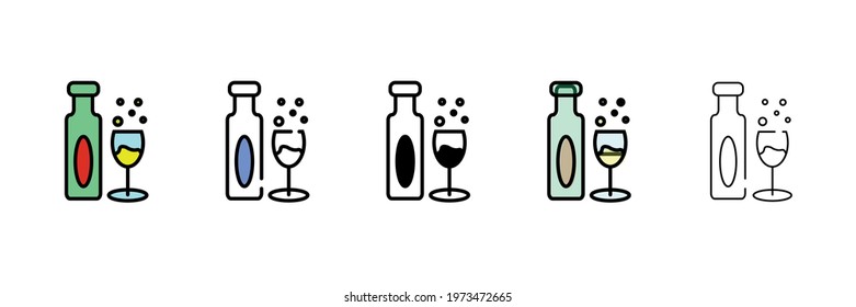Champagne set vector type icon