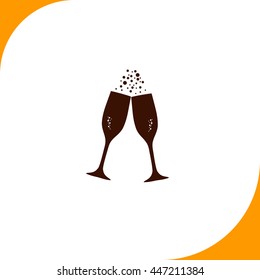 Champagne sign. Brown icon on white background