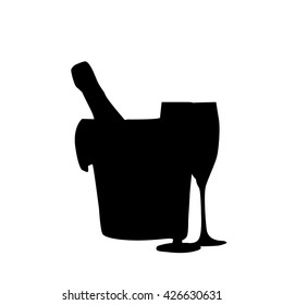 champagne silhouette on white background