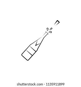 champagne sketch illustration. Element of wedding icon for mobile concept and web apps. Sketch style champagne icon can be used for web and mobile on white background