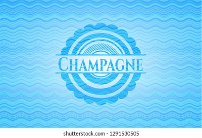 Champagne sky blue water wave badge.