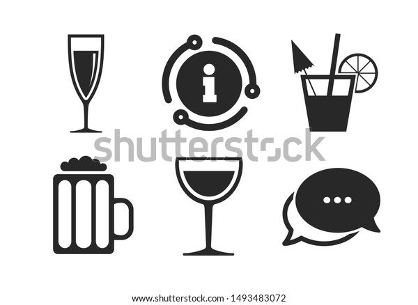 Champagne Sparkling Wine Beer Symbols Chat Stock Vector Royalty Free