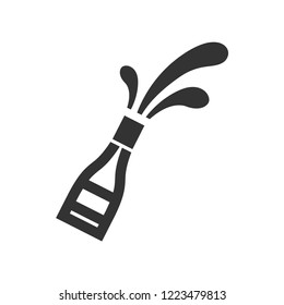 Champagne spray icon in thick outline style. Black and white monochrome vector illustration.