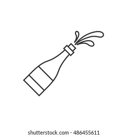 Champagne spray icon in thin outline style. Race podium celebration winner champion