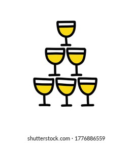 champagne stack doodle icon, vector illustration