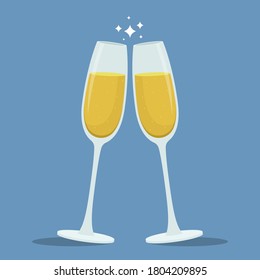 Champagne toast glasses vector design illustration