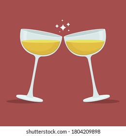 Champagne toast glasses vector design illustration