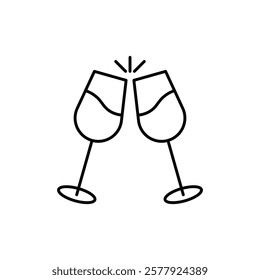 Champagne toast icon Flat illustration sign