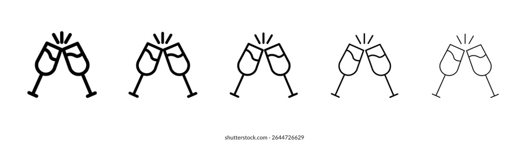 Champagne toast icon flat illustration set logo