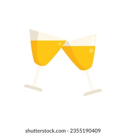 Champagne toast icon flat vector. Drink party. Beer friend isolated