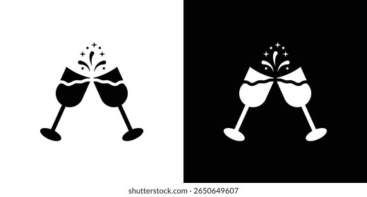 Champagne toast icon Isolated flat vector in outline
