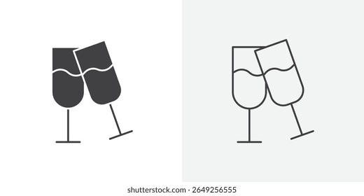 Champagne toast icon Line graphics illustration