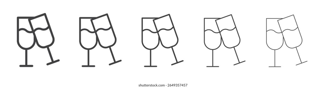 Champagne toast icon Line graphics illustration symbol