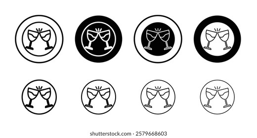 Champagne toast icon Outline thin set pack series