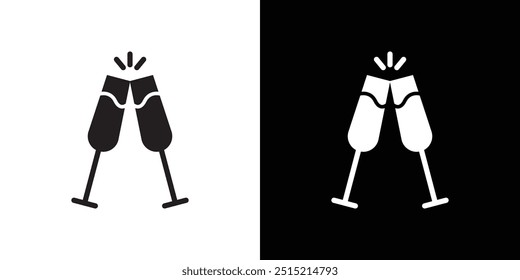 Champagne toast icon Thin line flat illustration