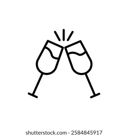 Champagne toast icon Thin line art isolated