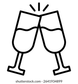 Champagne toast icon Thin line vector design