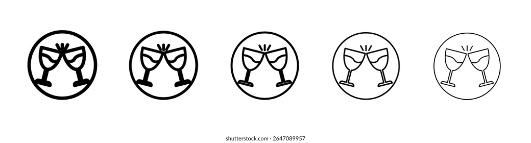 Champagne toast icon vector outline symbol or illustration
