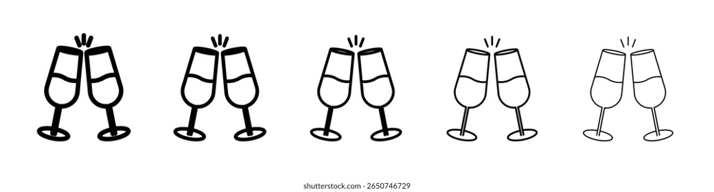 Champagne toast icon vector outline symbol or illustration