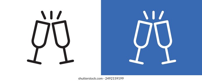 Champagne toast logo sign set vector outline