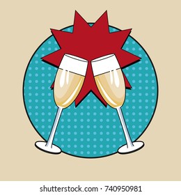 Champagne toast pop art