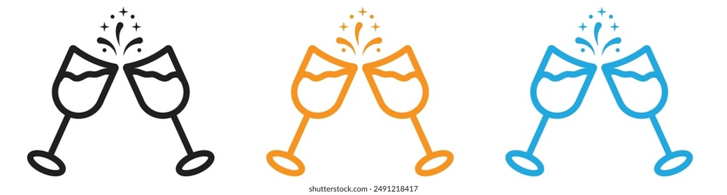 Champagne toast vector logo set collection for web app ui