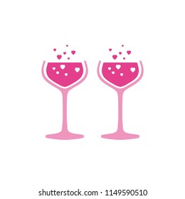 Champagne valentines glass