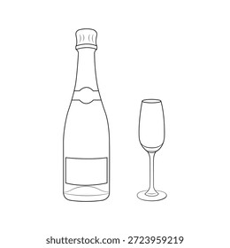 Conjunto de contorno de diseño de Vector de champán.