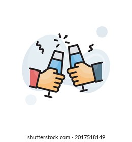 Ilustración de estilo de icono de contorno relleno del vector de champán. archivo EPS 10 