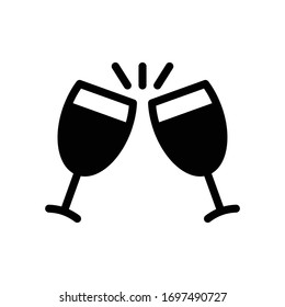 icono plano de glifo vectorial de champán 