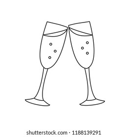 champagne vector icon celebration festive toast clinking glasses vector