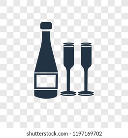 Champagne vector icon isolated on transparent background, Champagne transparency logo concept