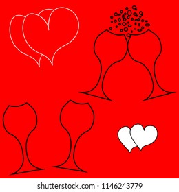 Champagne vector icon  on red background